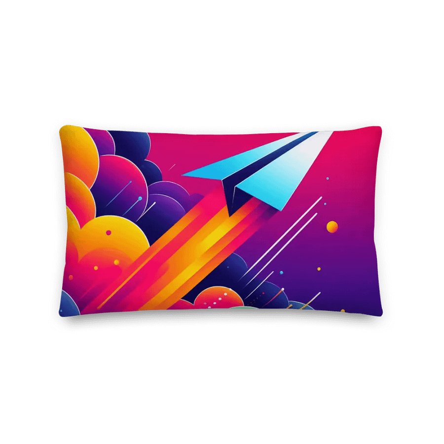 Elevate Your Decor with Upward Bound Premium Pillow| AI design paper airplane product image (2)