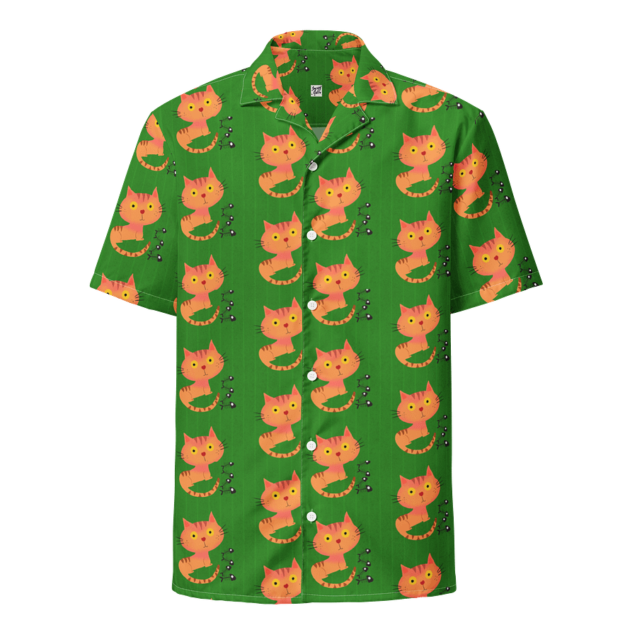 Feasting Ginger Kitty Button-Down Hawaiian Shirt - Spring Green product image (1)