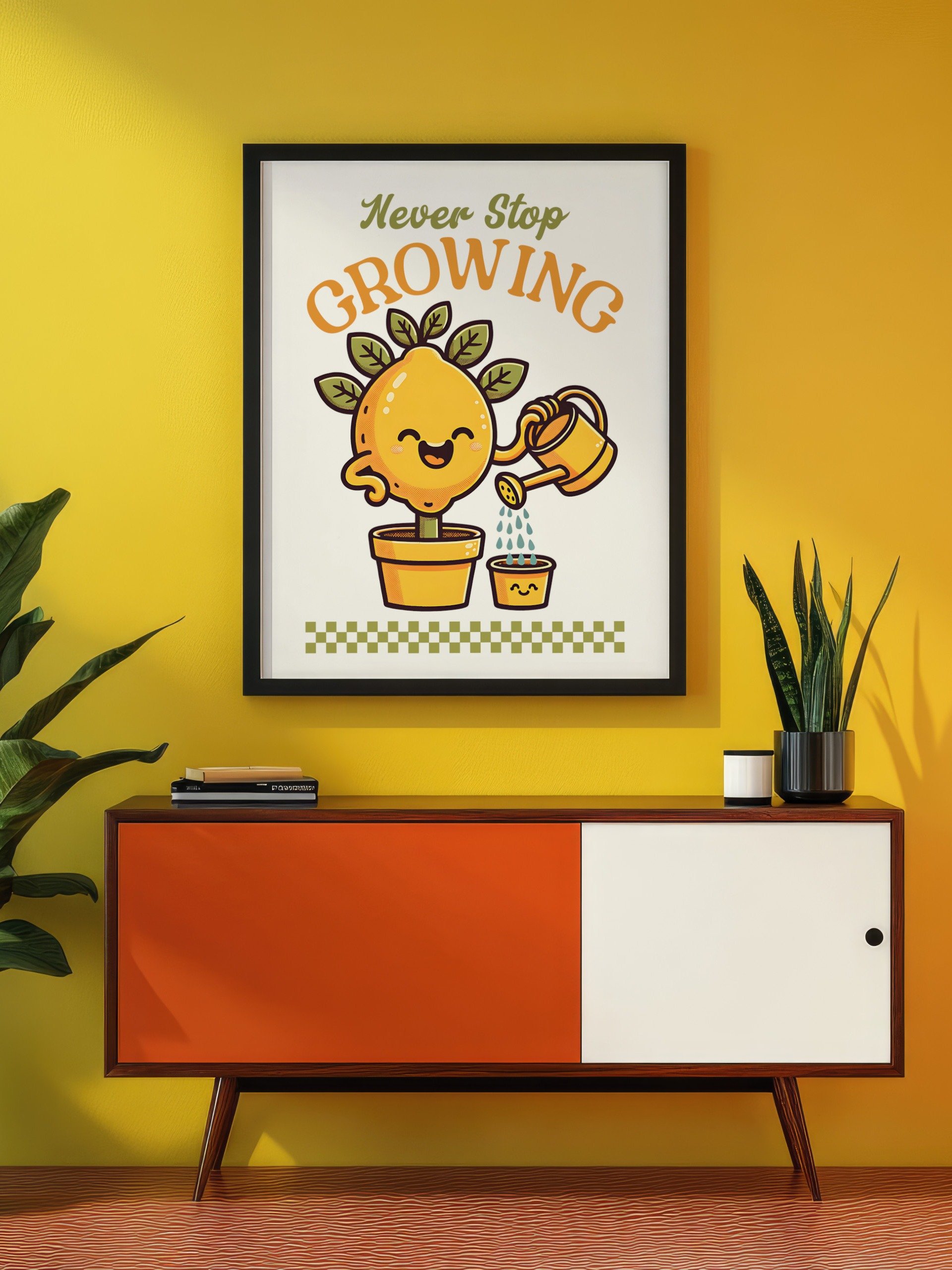 Never Stop Growing Lemon Tree Mascot Inspirational Retro Art Print product image (6)