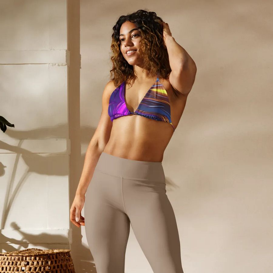 Top de bikini cu șnur, căptușit, cu imprimeu integral product image (2)
