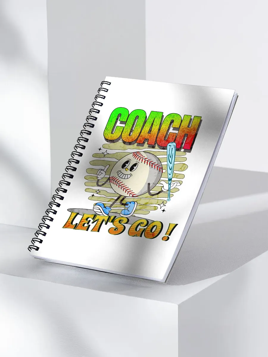 Retro Mascot Coach Lets Go Baseball Spiral Notebook product image (2)