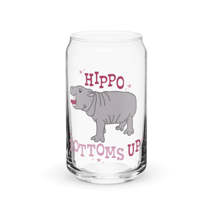 Hippo Bottoms Up Glass Can | Moo Deng Inspired Merch product image (1)