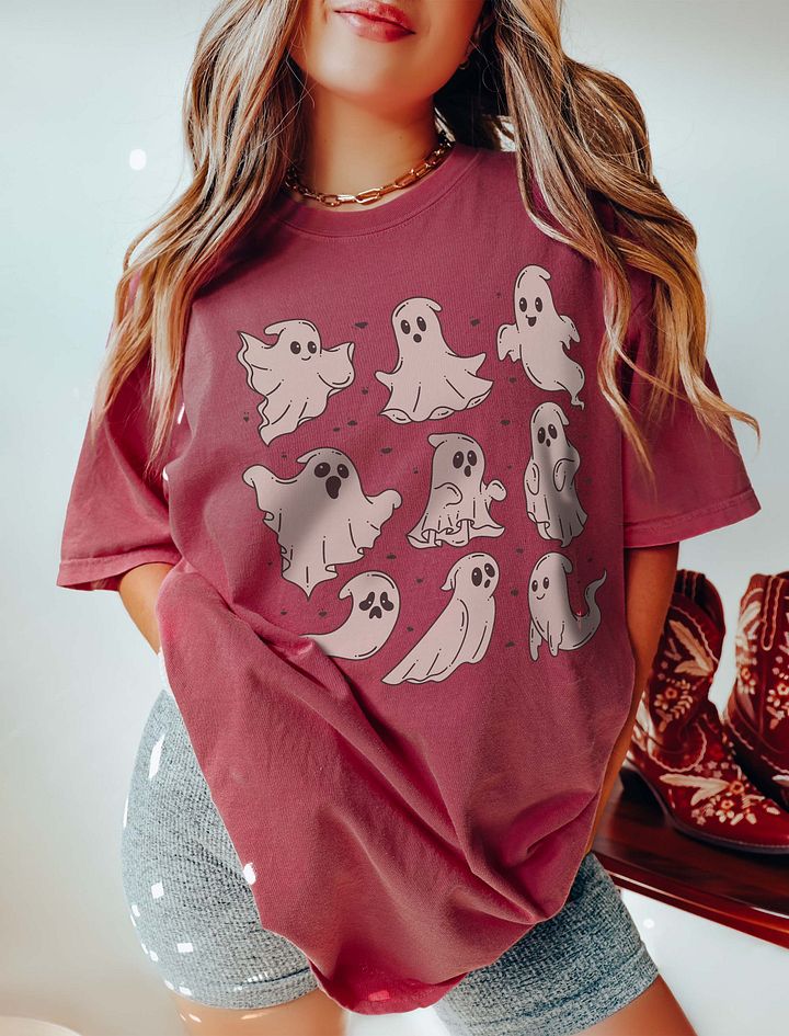 A Grid of Ghost Costumes T-Shirt | Cute Fall and Halloween T-Shirt Design product image (5)