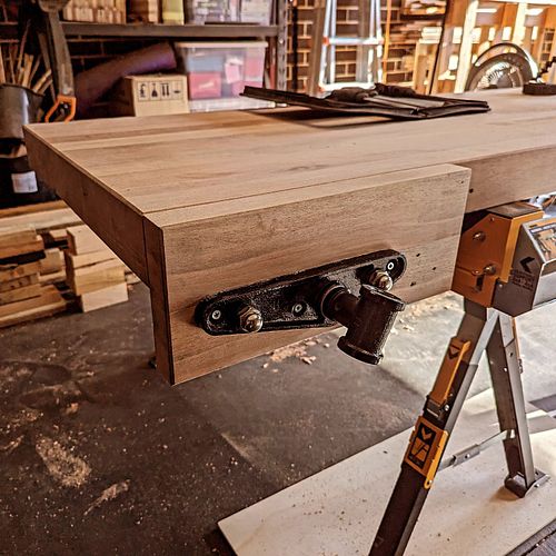 Front vice installed today from #carbatec Most of the joinery is rough cut. Main job left is cutting the morticed in the top ...