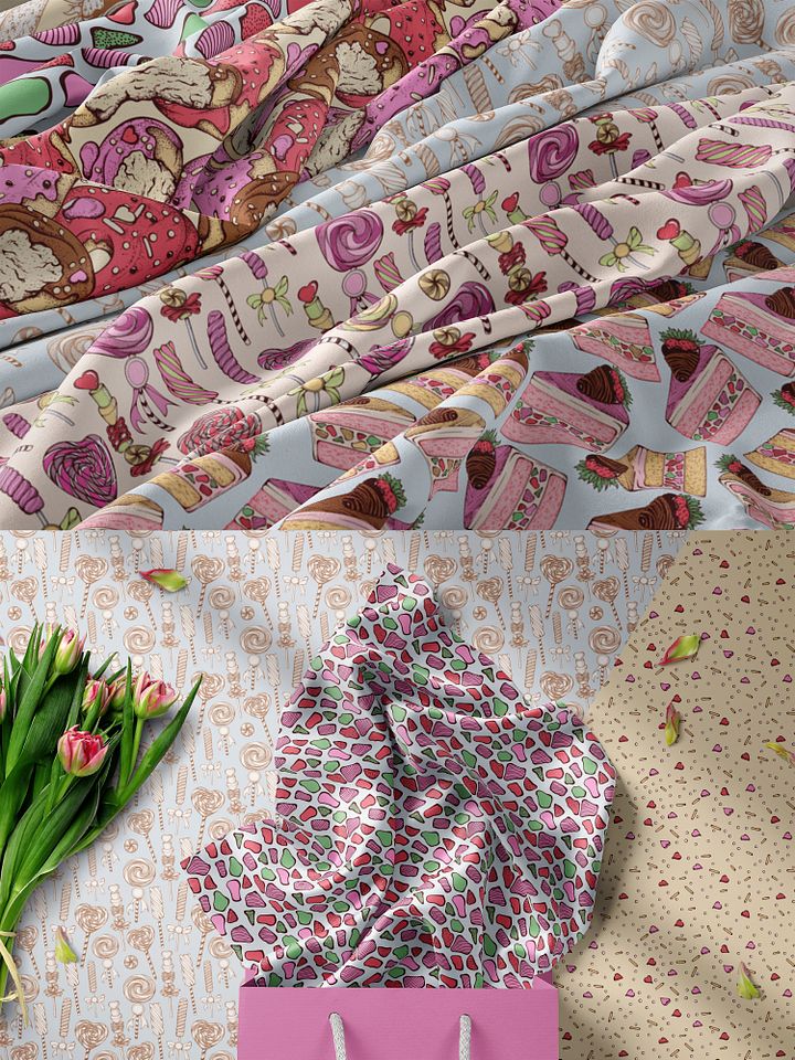 Cute Sweets Hand Drawn Vector Seamless Patterns Collection product image (2)