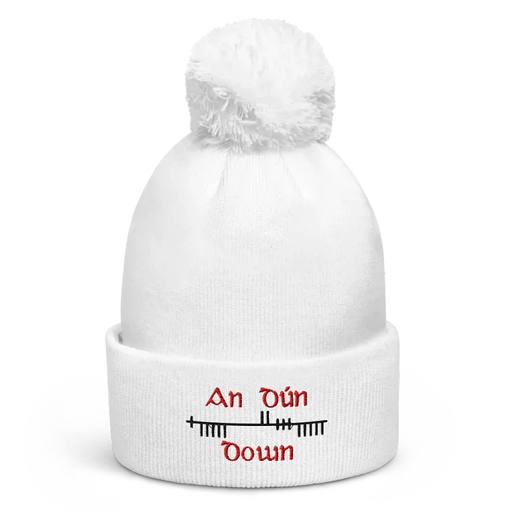 Down/An Dún, Orthodox style Ogham embroidered Pom-Pom Beanie product image (1)