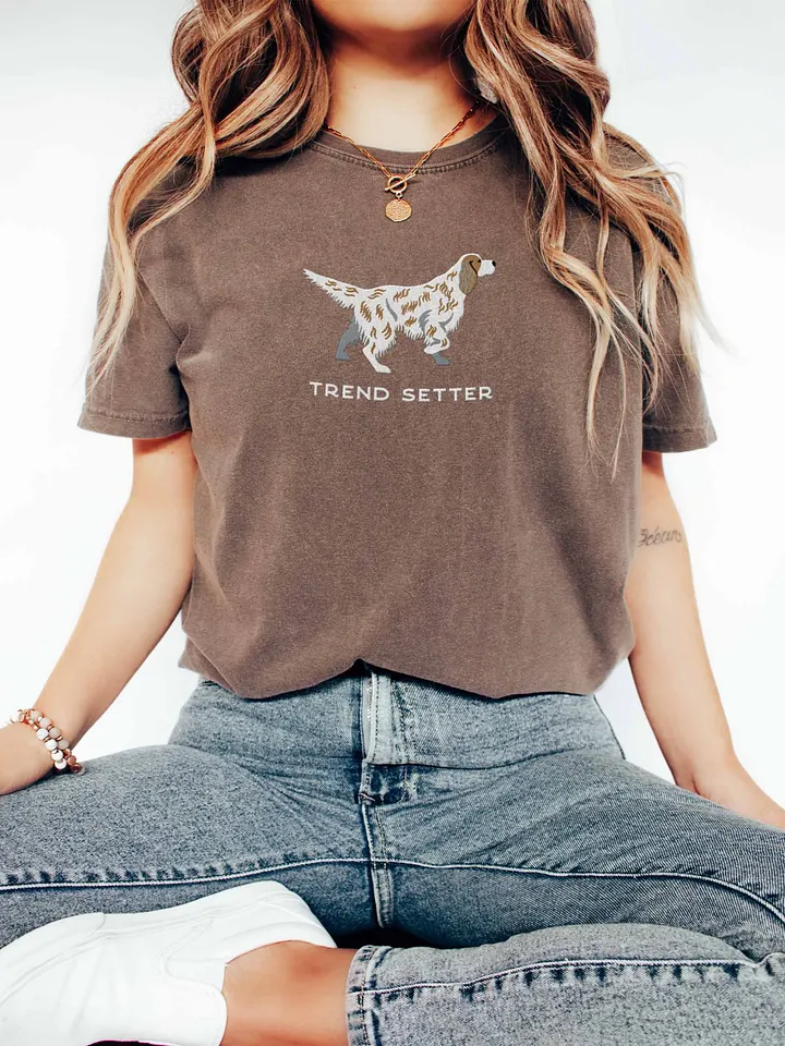 Trend Setter T-Shirt(Embroidered) of an English Setter(Brown) product image (2)
