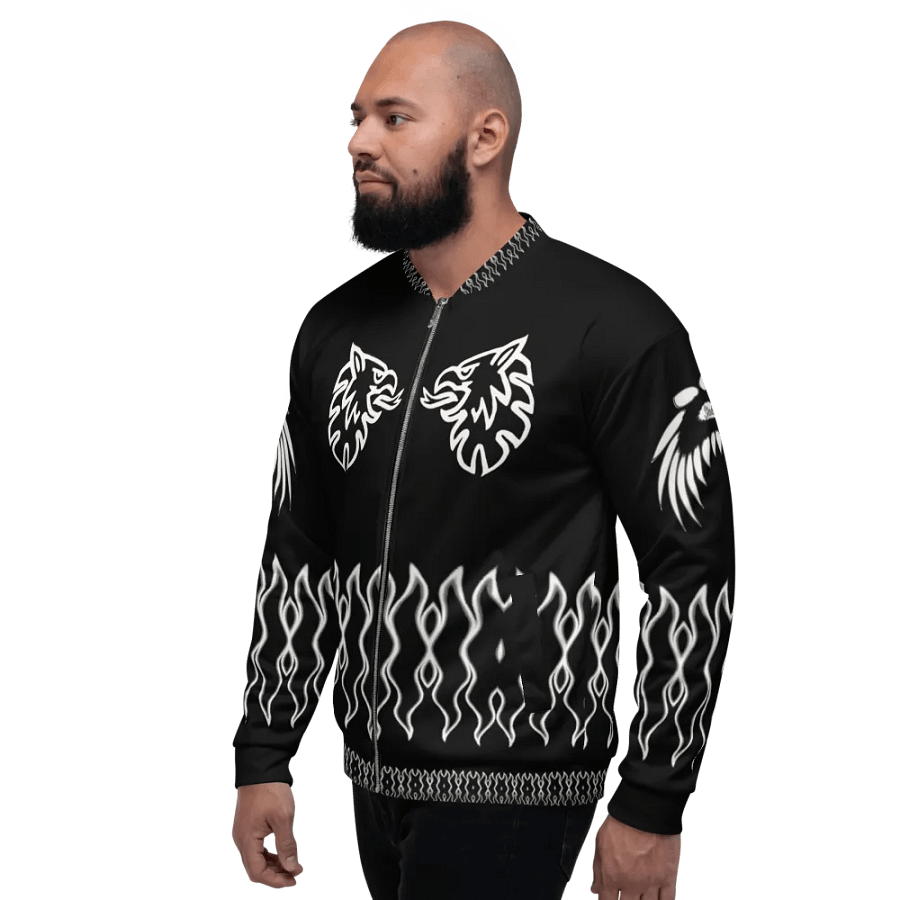 All-Over Print Bomber Jacket by Sublicolor 144 Black and White/Gripen product image (4)
