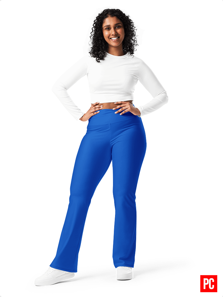 Plain Color Absolute Blue Flare Leggings product image (1)