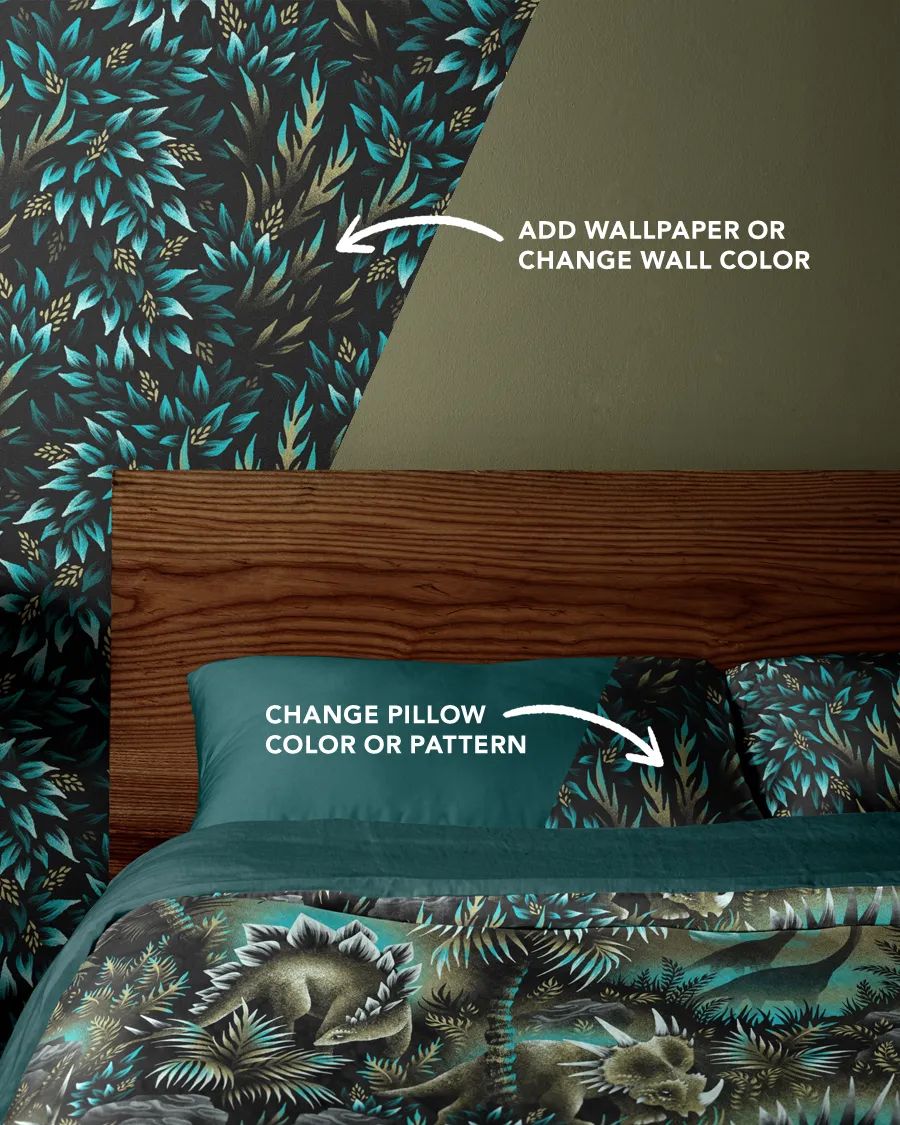 Wallpaper & Bedding Mockup with Wooden Headboard product image (2)