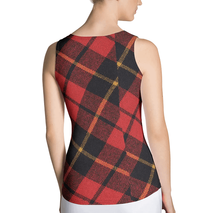 ALL-OVER PRINT RED YELLOW AND BLACK CHECKERED PATTERN VINTAGE CHECKERED WOMEN'S TANK TOP product image (2)
