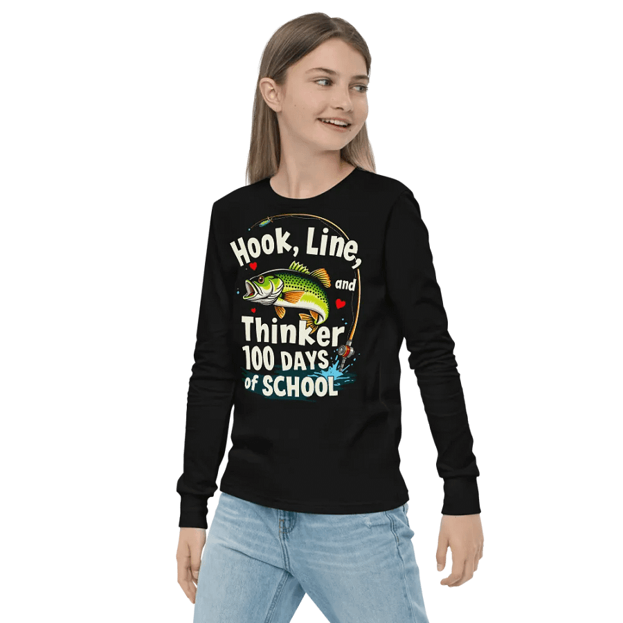100 Days of School Kids Fishing Long Sleeve Tee product image (5)
