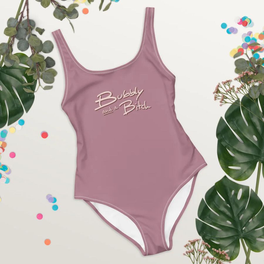 Bubbly and a B*tch (blush shadow design) one piece swimsuit product image (3)