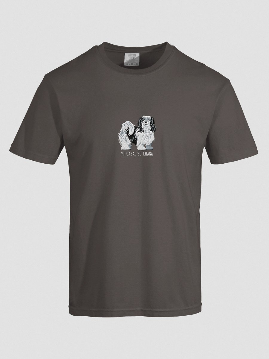 Mi Casa, Su Lhasa T-Shirt(Embroidered) of a Lhasa Apso(Black & White) product image (41)