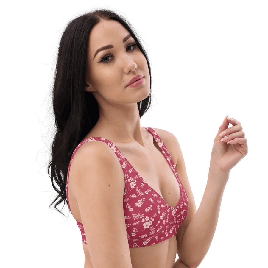Cherry Blossoms on Magenta Eco-Green Padded Bikini Top product image (3)