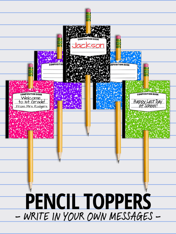 Notebook Pencil Toppers - Composition Notebook Printable product image (1)