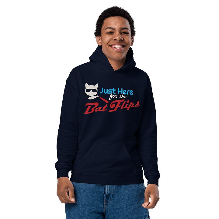 Baseball Cat (Just Here for The Bat Flips) - Unisex Youth Hoodie product image (2)