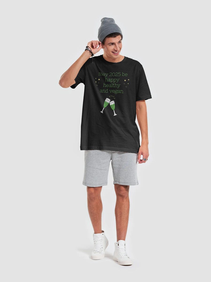 “Happy, Healthy, and Vegan 2025” Unisex Black T-Shirt product image (6)