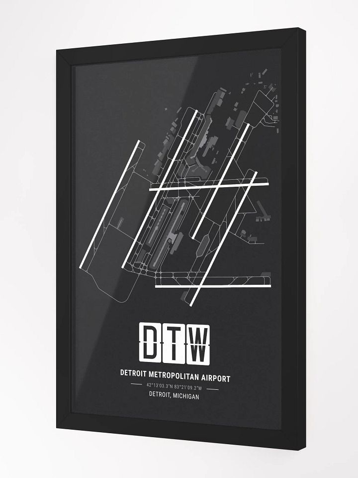 Framed Airport DTW Premium Map On Matt Paper product image (2)