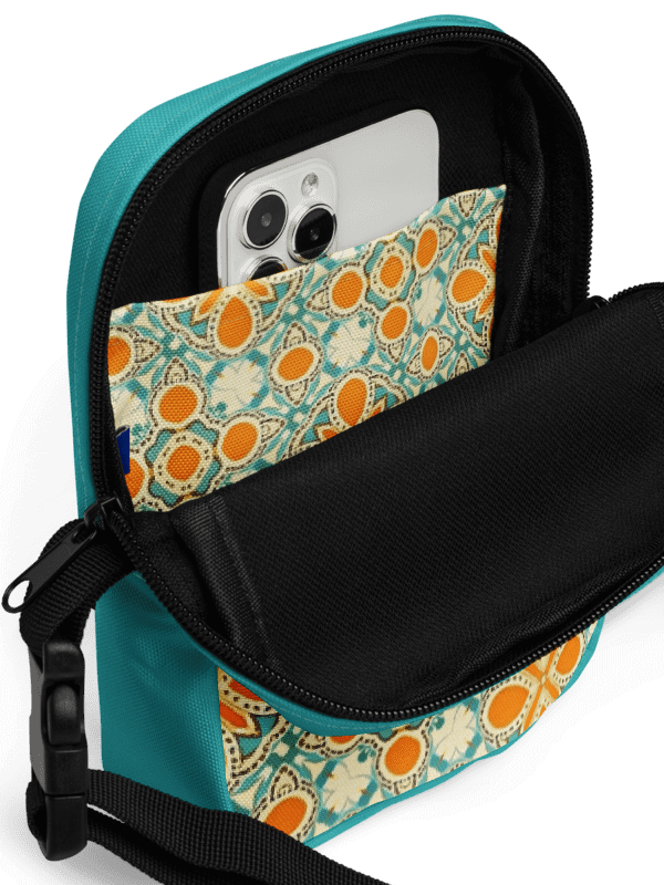 Teal, Orange and Tan Boho Crossbody Bag – Two-Pattern Style product image (4)