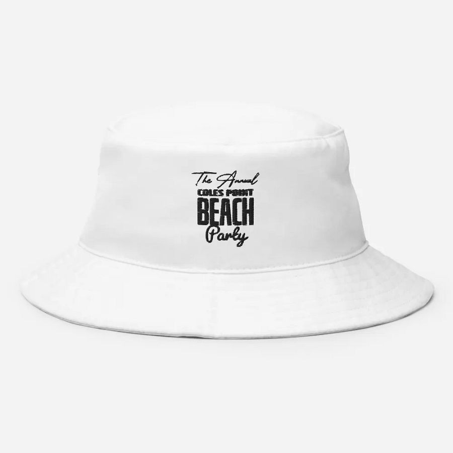 Coles Point Beach Party Embroidered Bucket Hat - Black Text product image (8)