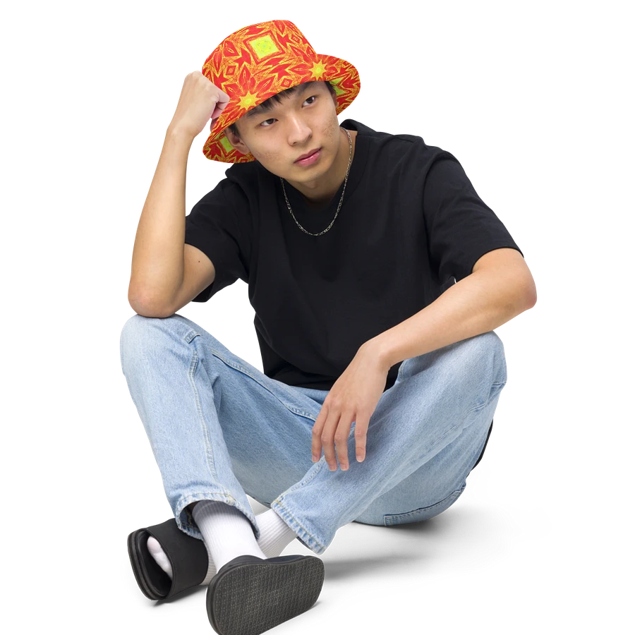 Abstract Repeating Orange Flower Unisex Bucket Hat product image (4)