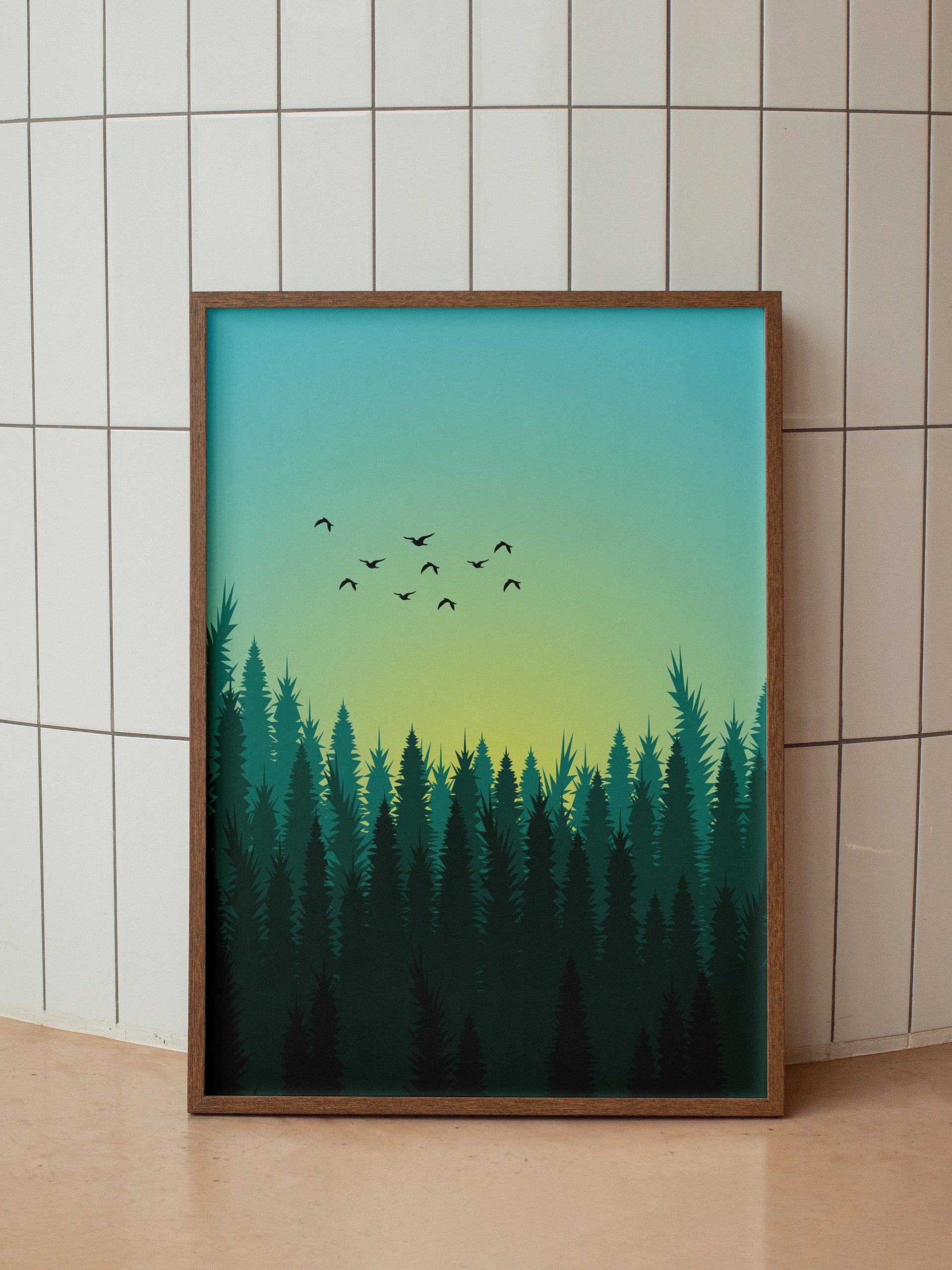 Serene Forest Dawn Vertical Poster – Captivating Nature Art Print for Rustic Home Decor Enthusiasts product image (5)