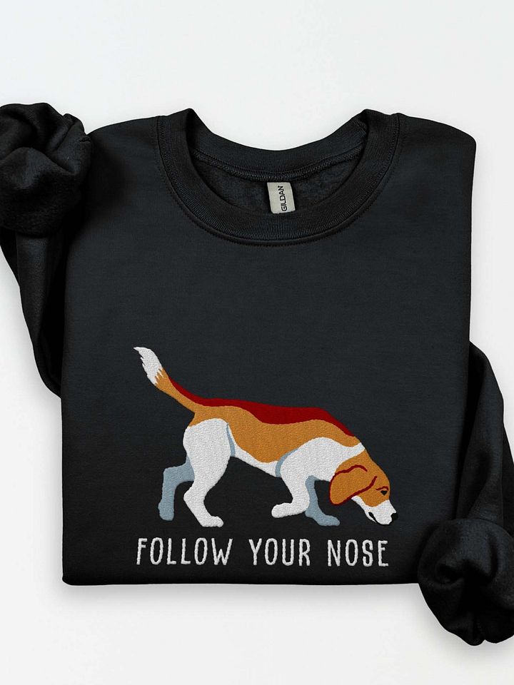 Follow Your Nose Sweatshirt (Embroidered) of a Beagle(Brown & White) product image (1)