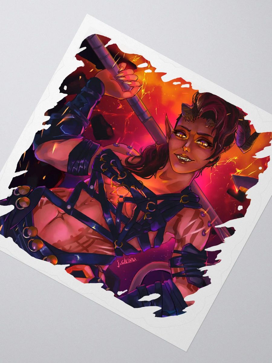 Fury of Avernus - Tiefling Barbarian Video Game Sticker - Art by CosmicChroma product image (4)