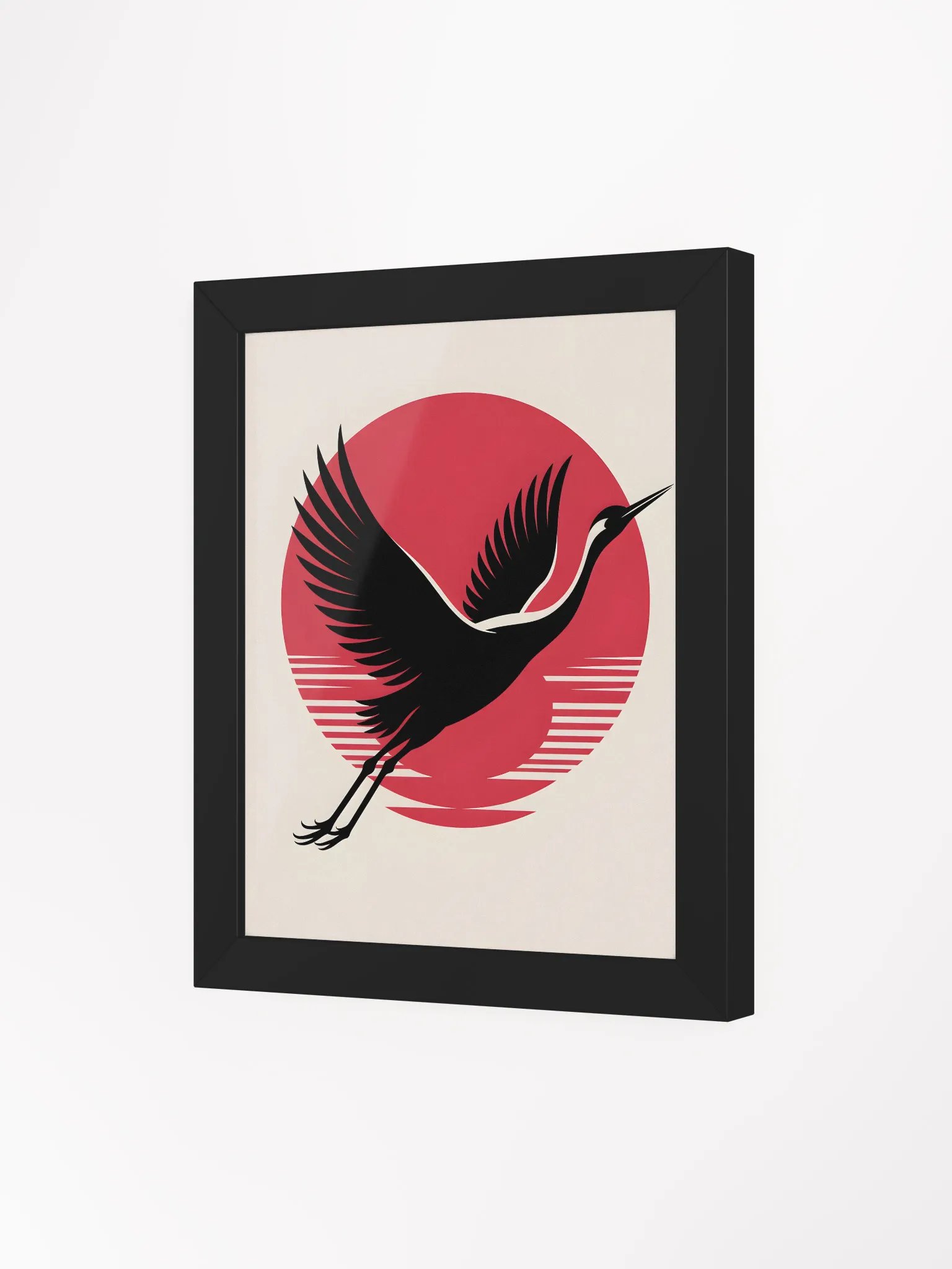 Flying Crane and Sun Framed Print | Japanese Art Wall Decor product image (3)
