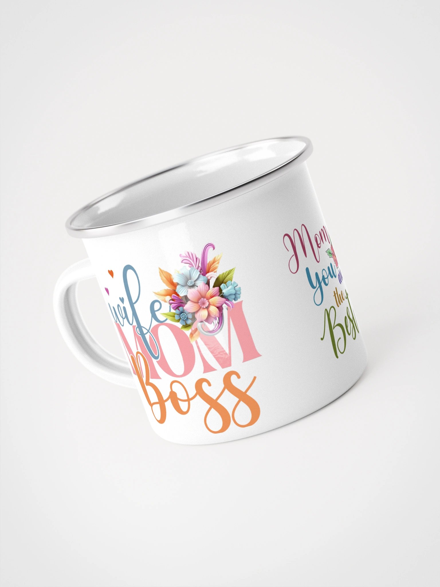 Wife Mom Boss Floral Enamel Mug product image (4)