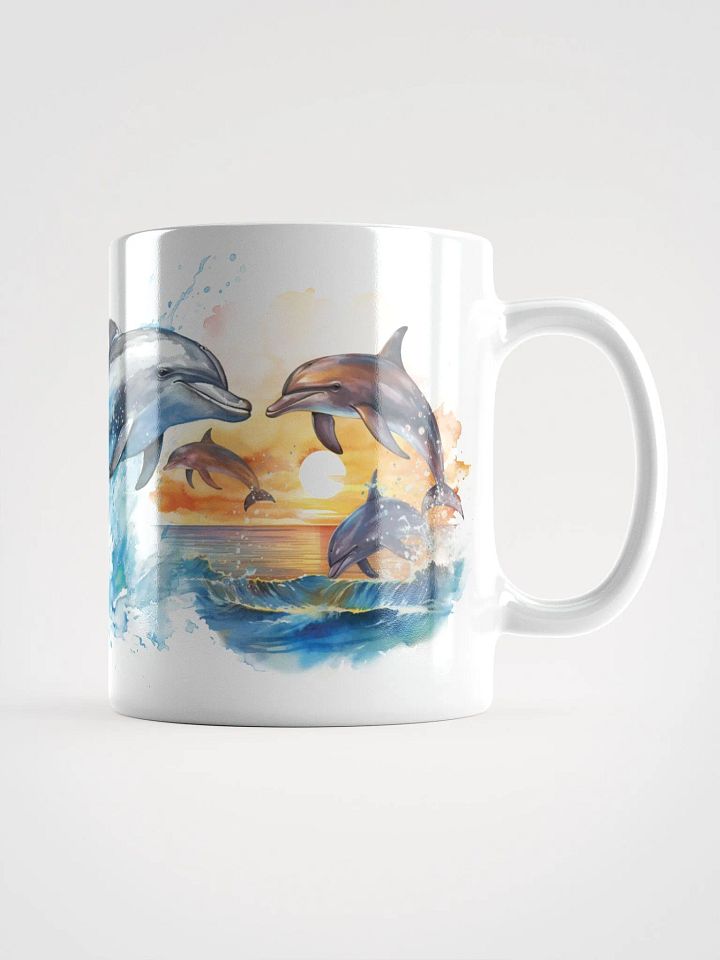 Sunset Dolphins White Glossy Mug product image (1)