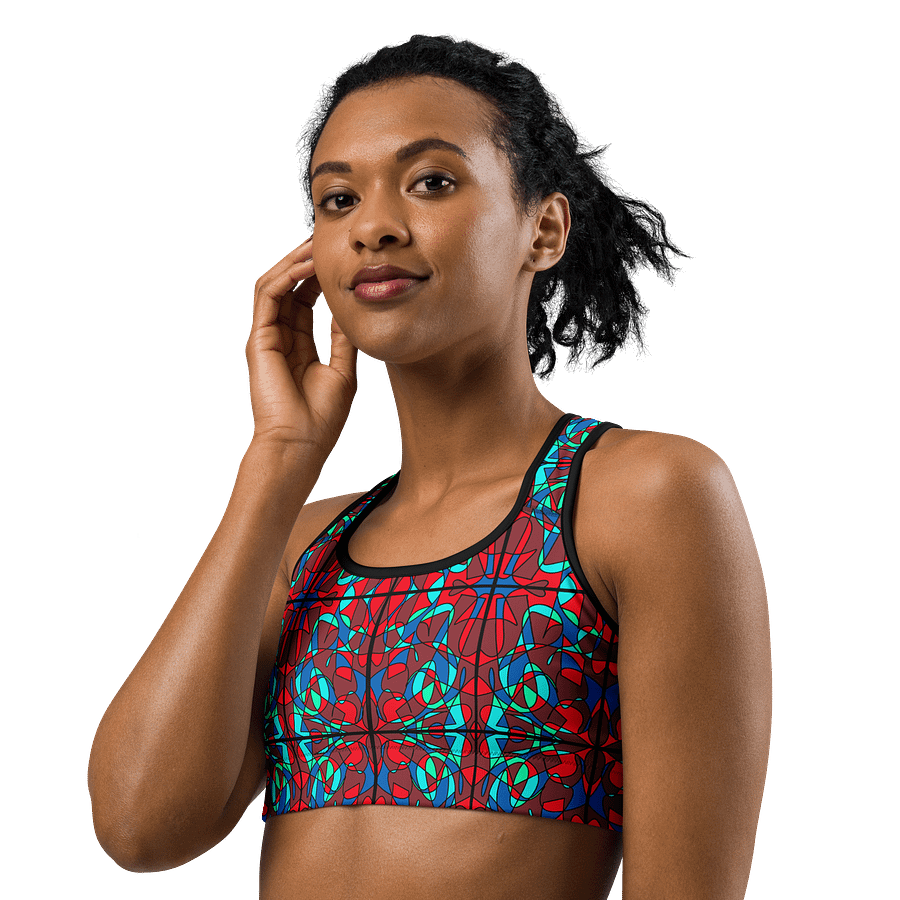Red Stained Glass – Vibrant Red Pattern Basic Sports Bra product image (4)