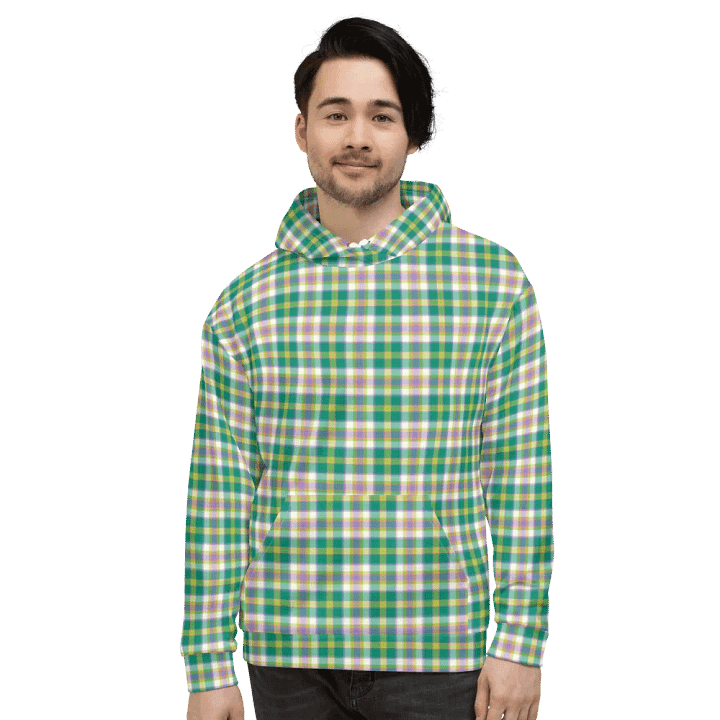 Seafoam Green and Purple Plaid Hoodie product image (2)
