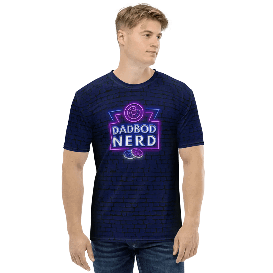 DBN Neon Sign on Blue Bricks - All-Over T-Shirt | #MadeByMELO product image (2)