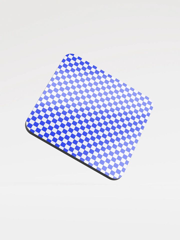 Checkers! Blue and White Checkered Cork Coaster product image (1)