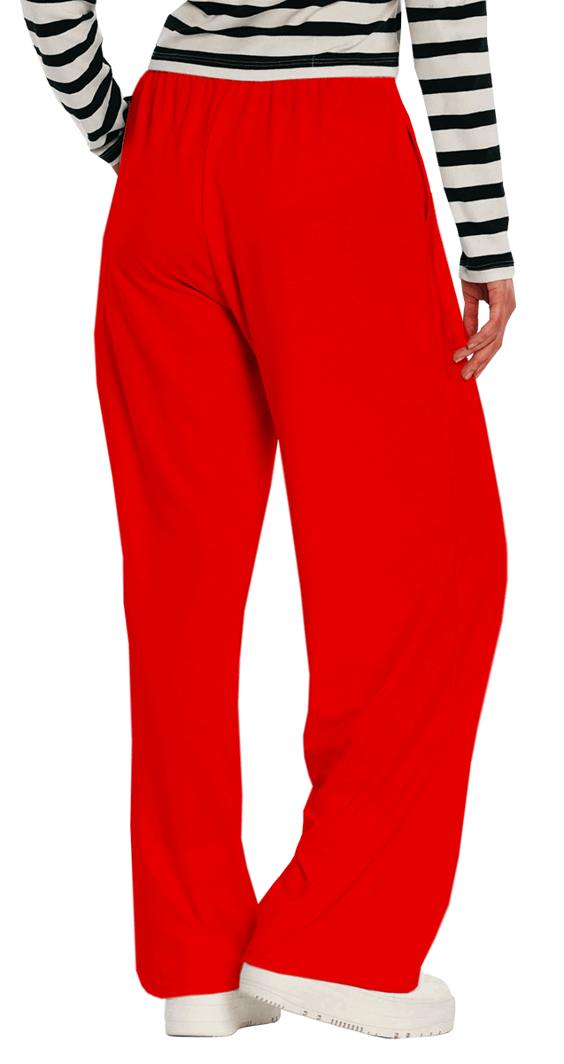 Plain Color Red Wide-Leg Pants product image (3)