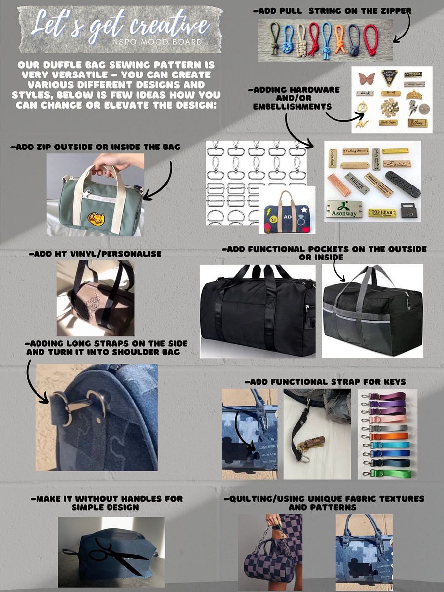 The Ultimate 3-in-1 Pattern Bundle - Shoulder bag, Duffle bag, storage / travel bag digital sewing pattern product image (7)