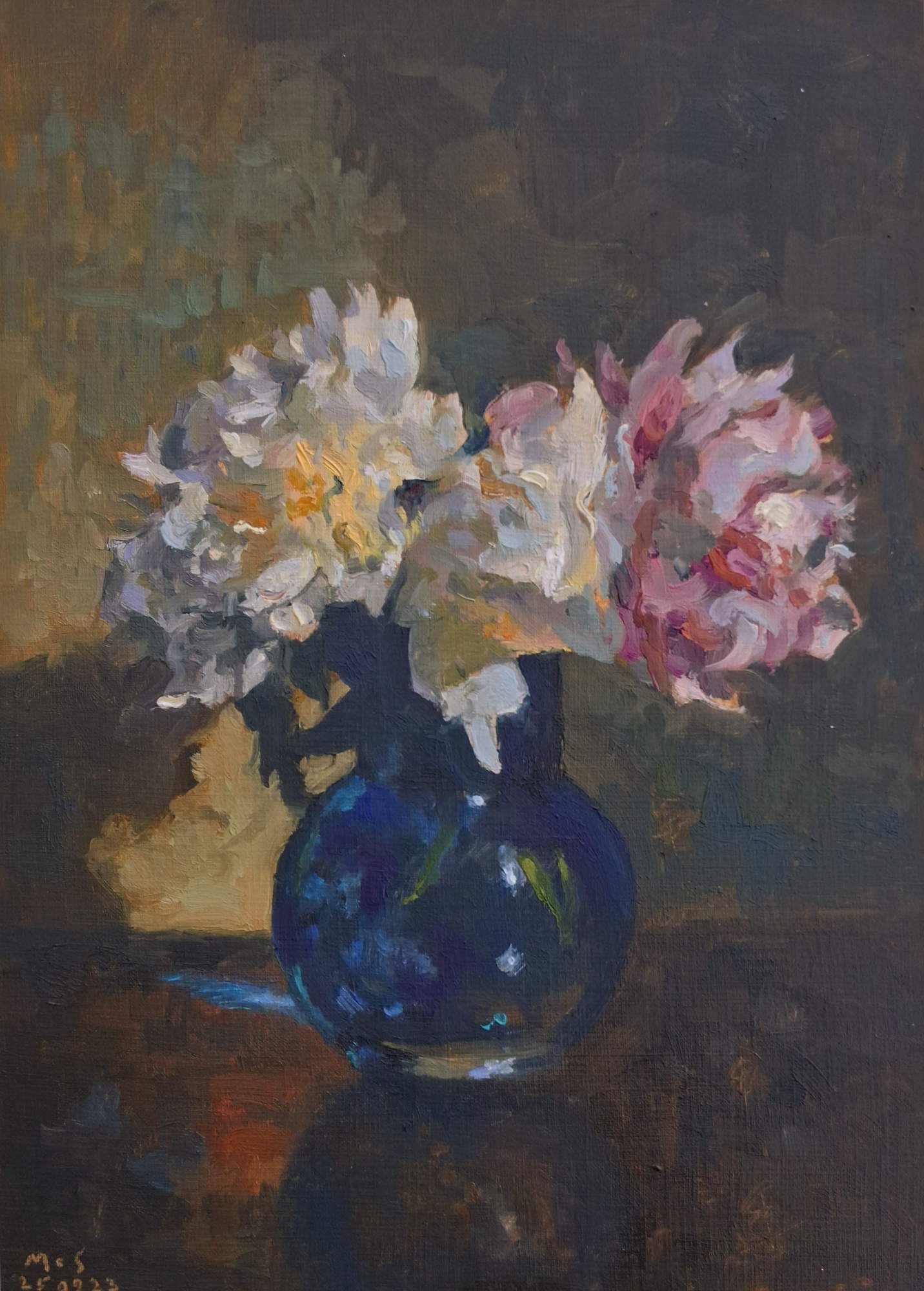 250923 Peonies in Blue Vase. Original Study Artwork. product image (1)