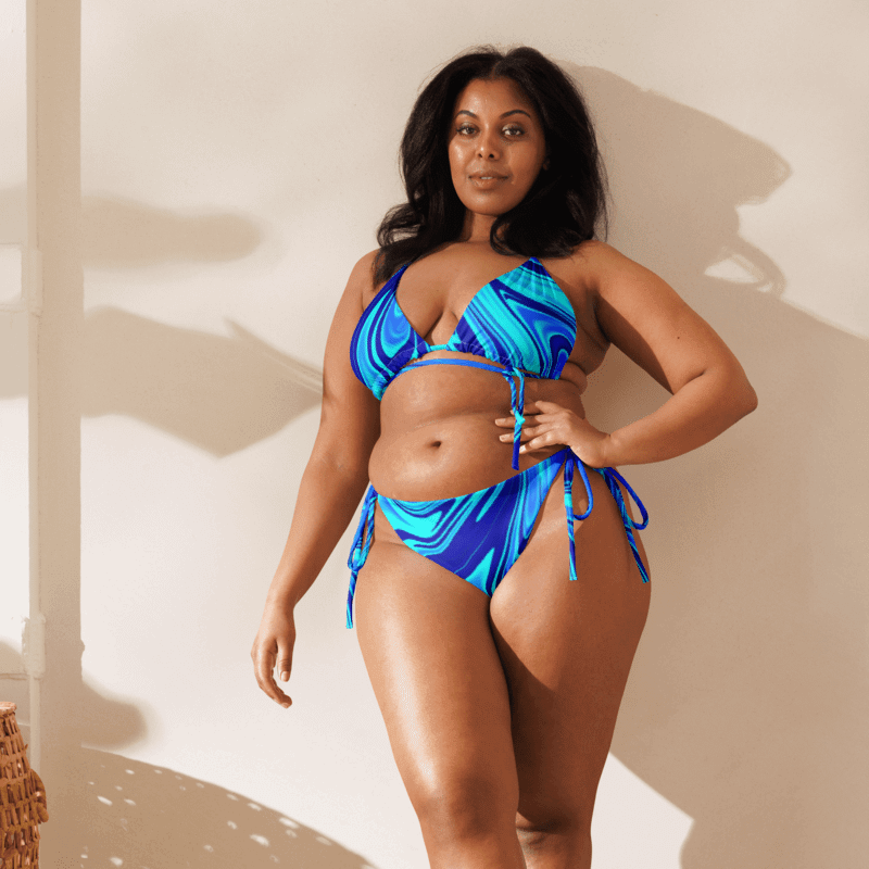 Bikini Set - Light and Dark Blue Digital Fluid Art product image (4)