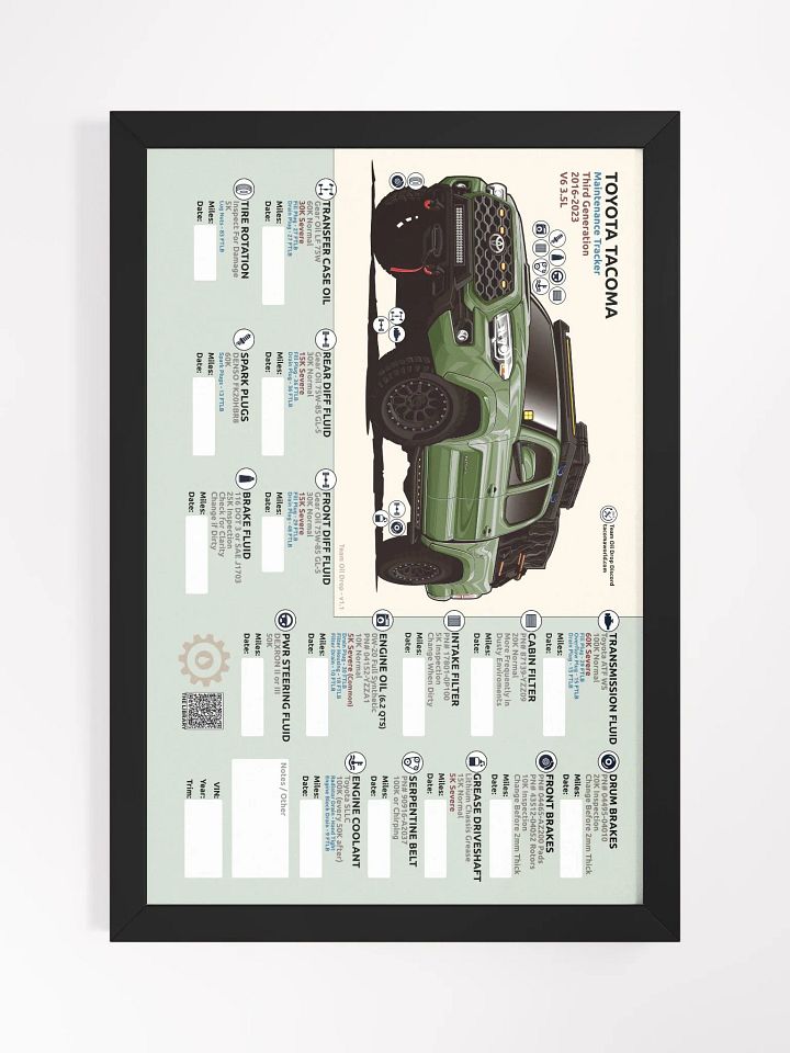 3RD GEN MAINTENANCE TRACKER V1.1 - Army Green (Framed) product image (2)
