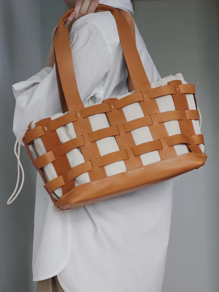 Vegetable Tanned Leather Caged Tote Bag - Large product image (2)