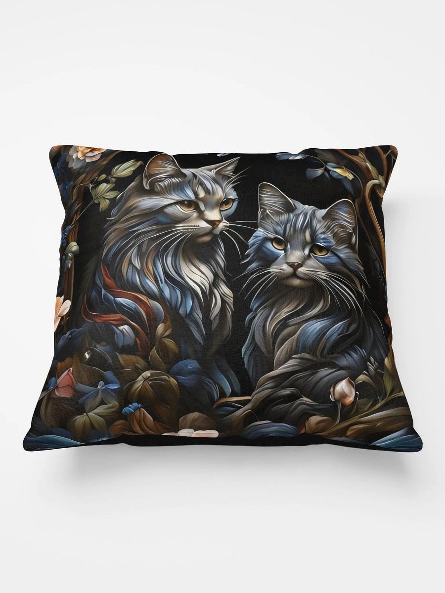 Regal Cats & Floral Art Pillow product image (3)