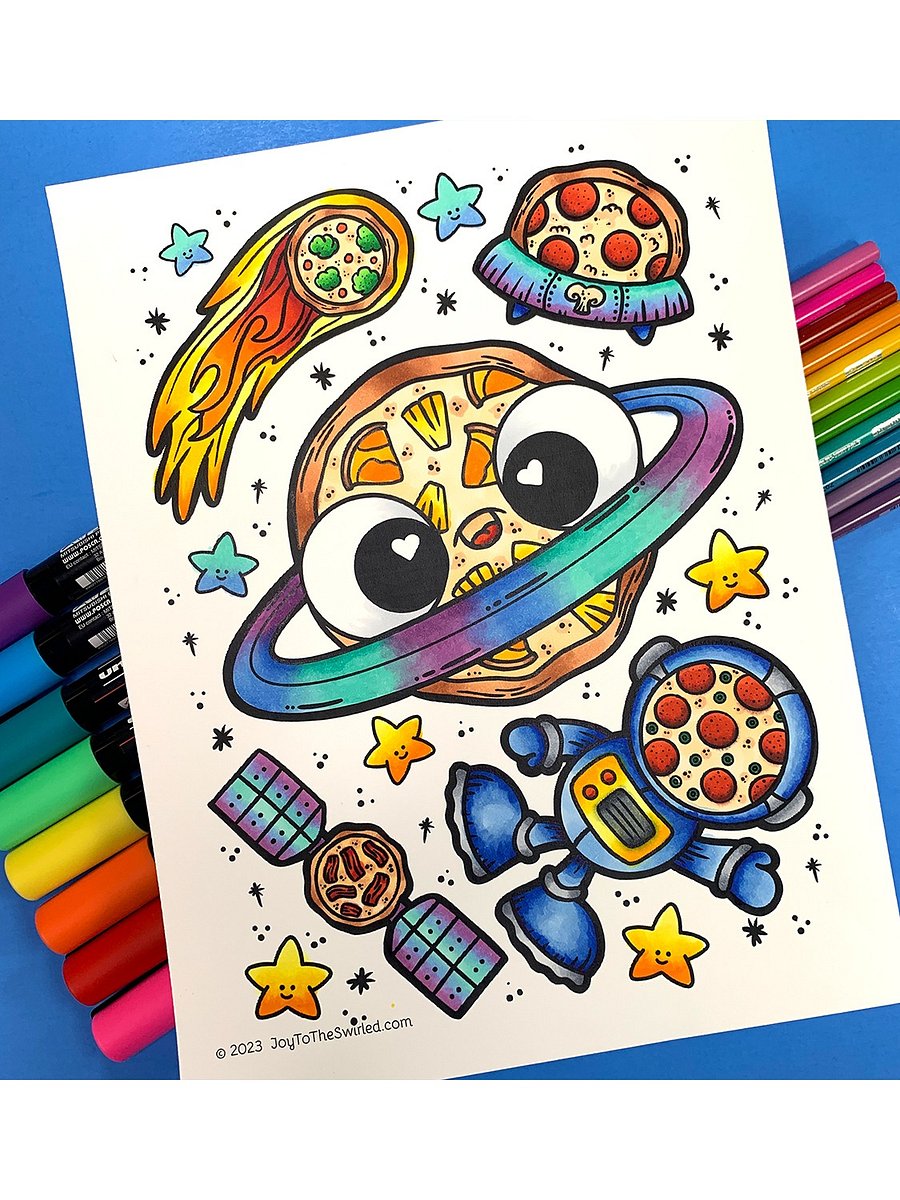 Space Pizza Coloring Page product image (3)