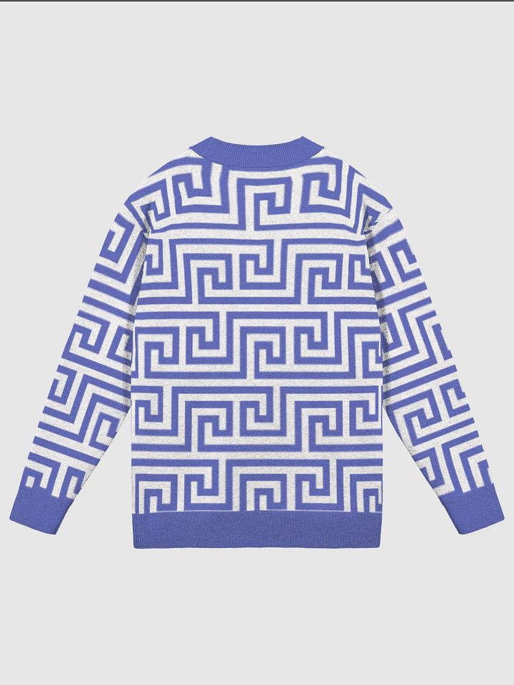 Blue Greek Key Knitted Classic Cardigan product image (2)