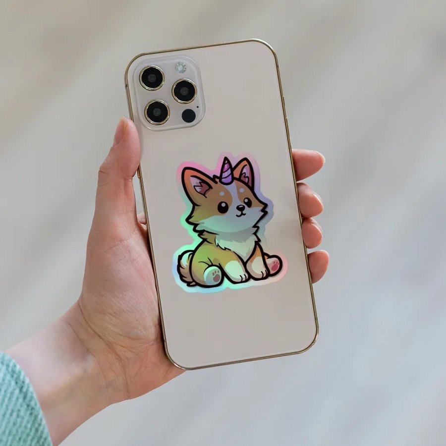 Corgi Unicorn Holographic Sticker Sheet product image (8)