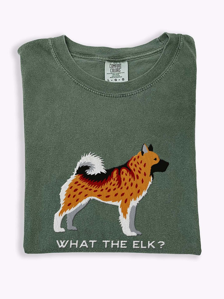 What the Elk? T-Shirt(Embroidered) of a Norwegian Elkhound(Brown) product image (1)