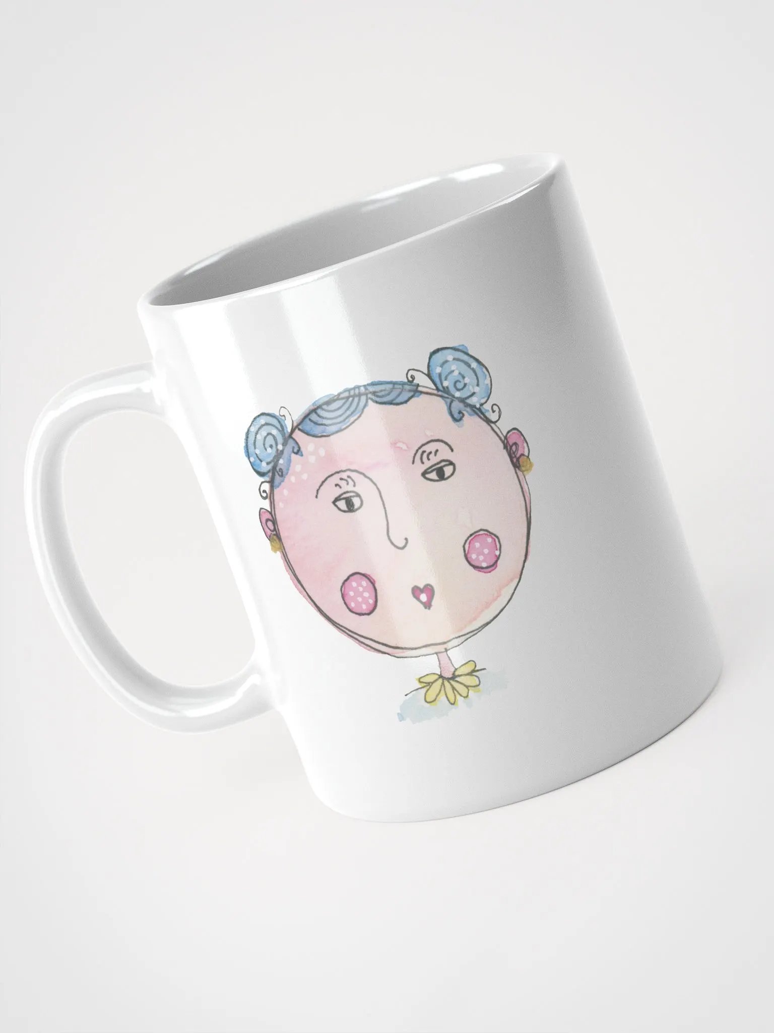 Whimsical Faces White Glossy Mug product image (3)