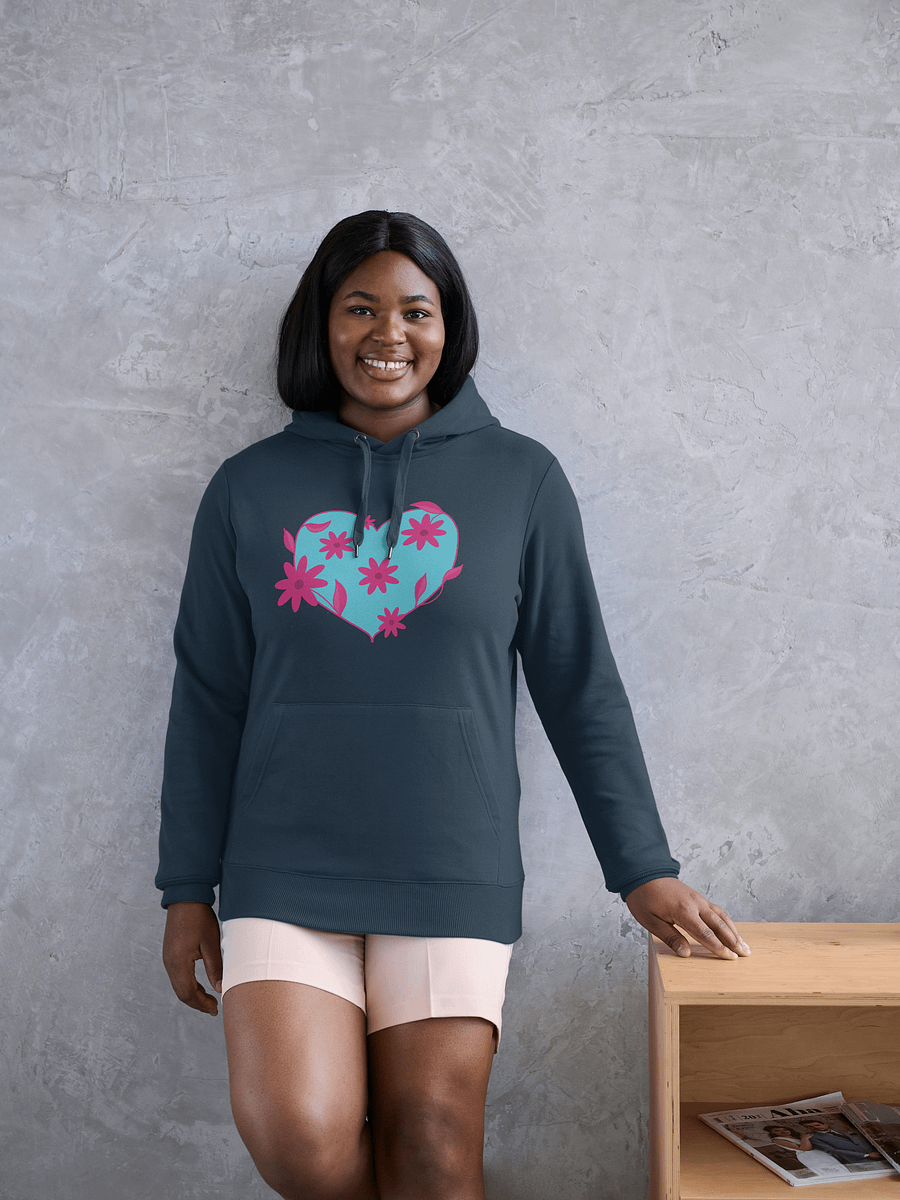 Turquoise Floral Heart Eco Hoodie product image (3)