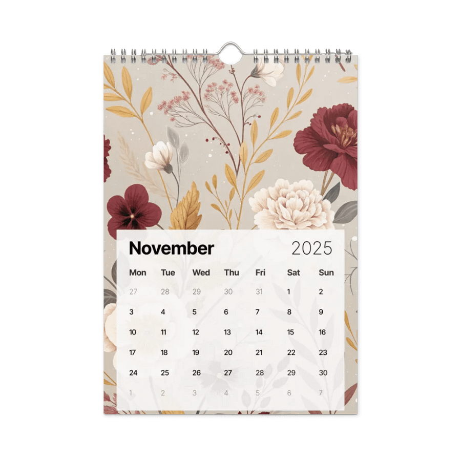 SEAMLESS FLORAL PATTERN WALL CALENDAR 2025 product image (11)